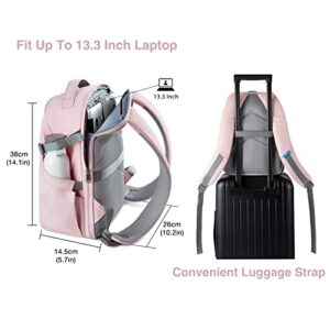 BAGSMART Camera Backpack, DSLR SLR Camera Bag Fits up to 13.3 Inch Laptop Water Resistant with Rain Cover, Tripod Holder for Women and Girls,Pink