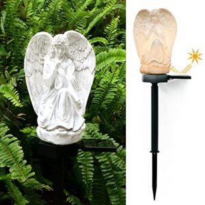 juliahestia guardian angel garden decor solar walkway light outdoor yard statues outside lawn porch decorative grave decorations for cemetery memorial gifts praying figurines christmas ornament