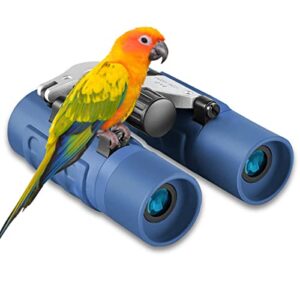 ouyteu binoculars 122×1000 compact with clear low light vision, large eyepiece waterproof binocular for adults kids, high power easy focus bird watching, hunting, travel, sightseeing, blue