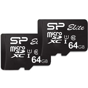 silicon power elite 64gb microsdxc 2-pack microsd memory card with adapter for nintendo-switch, wyze cam
