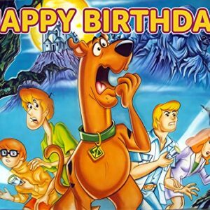 Cartoon Scooby Doo Photography Backdrops Mystery Machine Van Halloween Scooby Doo Zombie Island Photo Background 5x3ft for Kids Birthday Party Decoration Banner