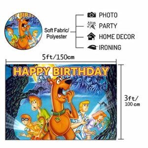 Cartoon Scooby Doo Photography Backdrops Mystery Machine Van Halloween Scooby Doo Zombie Island Photo Background 5x3ft for Kids Birthday Party Decoration Banner