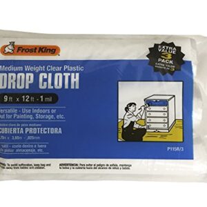 Frost King P115R/3 Clear Polyethylene Drop Cloths (3 Pack), 9' x 12' x 1Mil