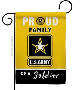 breeze decor proud family soldier garden flag armed forces united state american military veteran retire official house decoration banner small yard gift double-sided, made in usa, yellow/black