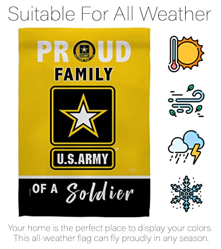 Breeze Decor Proud Family Soldier Garden Flag Armed Forces United State American Military Veteran Retire Official House Decoration Banner Small Yard Gift Double-Sided, Made in USA, Yellow/Black