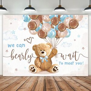 imirell we can bearly wait backdrop 7wx5h feet cute cartoon balloons teddy bear baby shower party photography backgrounds for boy photo shoot decor props decorations
