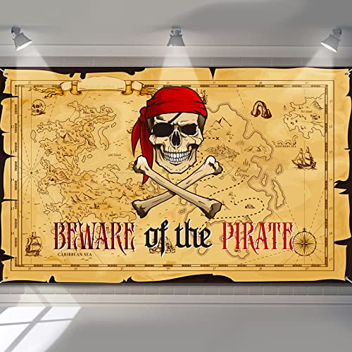 Pirate Party Photography Backdrop Pirate Treasure Map Backdrop Background Pirate Nautical Theme Wall Hanging Tapestry Decoration for Kids Pirate Birthday Party Photo Booth Props Supplies