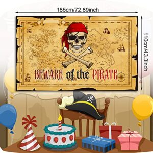 Pirate Party Photography Backdrop Pirate Treasure Map Backdrop Background Pirate Nautical Theme Wall Hanging Tapestry Decoration for Kids Pirate Birthday Party Photo Booth Props Supplies