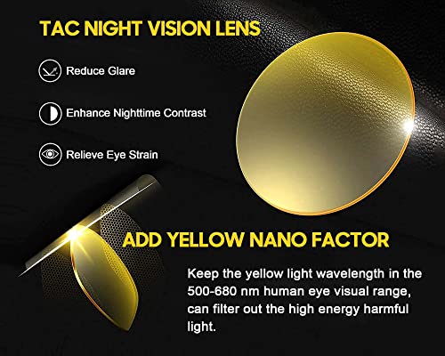 TJUTR Women's Night-Vision Glasses for Driving, HD Polarized Yellow Lens Reduce Glare Safety Nighttime UV Protection (White Tortoise Frame/Photochromic Night-Vision Glasses)