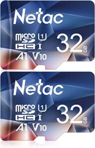 netac 32gb micro sd card, 2 pack micro mini sd card sdhc uhs-i memory card, high speed tf card up to 90mb/s – full hd video recording u1, class10, v10, a1