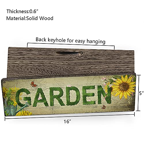 Garden Themed Decorative Signs Vintage Wood Hanging Sign Outdoor Garden Decor Plaques Patio Deck Porch Yard Art Decoration by 16''x5''