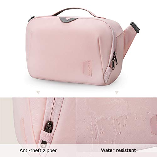 BAGSMART Camera Bag, DSLR Camera Bag, Waterproof Crossbody Camera Case with Padded Shoulder Strap, Anti-Theft Camera Shoulder Bag, Pink