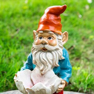 Garden Gnome Statue Set, Funny Garden Gnomes Lawn Ornaments Hold a Different Plant, Weather Resistant Gnome Sculpture and Statue Décor for Home Patio Yard Decorations…