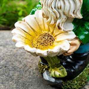 Garden Gnome Statue Set, Funny Garden Gnomes Lawn Ornaments Hold a Different Plant, Weather Resistant Gnome Sculpture and Statue Décor for Home Patio Yard Decorations…