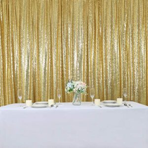 Hahuho Gold Sequin Backdrop Curtain, 2PCS 2FTx8FT Glitter Backdrop Curtain for Parties, Christmas, Wedding, Party Decoration（2 Panels, 2FT x 8FT, Gold