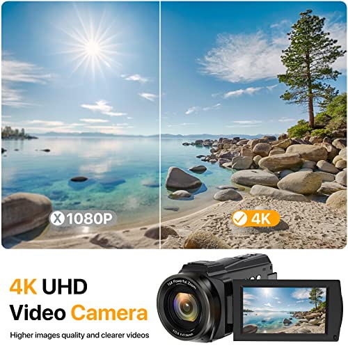 4K Video Camera Camcorder 48MP Ultra HD Video Camera Wifi Vlogging Camera for YouTube 16X Digital Video Camera with Microphone 6-Axis Anti-Shake IR Night Vision Video Recorder(2023 Newest 4K Plus)