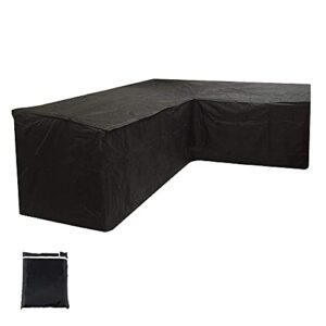 patio cover, large outdoor sectional furniture cover, v-shaped waterproof outdoor veranda sofa cover garden couch protector black (85”lx85”lx34”h) (215x215x87cm) (sw-8596)