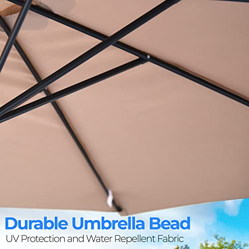 SereneLife 10ft Patio Table Umbrella, 6 Sturdy Ribs with Push Button Tilt, Easy Close Open Crank, Outdoor Furniture for Garden Lawn Deck Pool and Beach, Rust Resistant Pole, Weatherproof Fabric