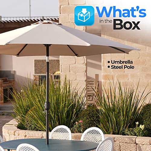 SereneLife 10ft Patio Table Umbrella, 6 Sturdy Ribs with Push Button Tilt, Easy Close Open Crank, Outdoor Furniture for Garden Lawn Deck Pool and Beach, Rust Resistant Pole, Weatherproof Fabric