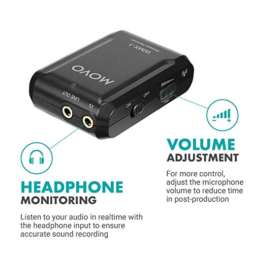 Movo WMX-1-DUO 2.4GHz Dual Wireless Lavalier Microphone System Compatible with DSLR Cameras, Camcorders, iPhone, Android Smartphones, and Tablets (200' ft Audio Range) - Great for Teaching Tutorials