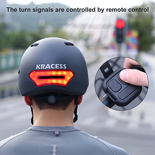 KRACESS Adult Bike Helmet Bluetooth Smart Helmet with Driving Recorder and LED Taillight Function for Urban Commuter Detachable Visor Mens/Womens Bike Helmet(Black)