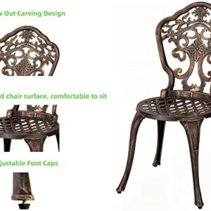 ZOTORUN Bistro Set 3 Piece Rustproof Cast Aluminum Patio Furniture Sets 2 Chairs and 1 Round Table Outdoor, Garden, Patio, Balcony, Bronze