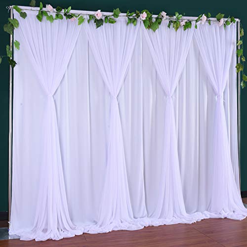 White Tulle Backdrop Curtain for Wedding,Baby Shower,Parties Backdrop Drape Curtain for Photography, Bridal Stage,Videos 10 ft x 7 ft