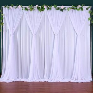 White Tulle Backdrop Curtain for Wedding,Baby Shower,Parties Backdrop Drape Curtain for Photography, Bridal Stage,Videos 10 ft x 7 ft