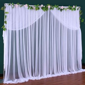 White Tulle Backdrop Curtain for Wedding,Baby Shower,Parties Backdrop Drape Curtain for Photography, Bridal Stage,Videos 10 ft x 7 ft