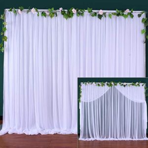 White Tulle Backdrop Curtain for Wedding,Baby Shower,Parties Backdrop Drape Curtain for Photography, Bridal Stage,Videos 10 ft x 7 ft