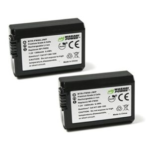 wasabi power np-fw50 camera battery (2-pack) for sony zv-e10, alpha a5100, a6000, a6300, a6400, a6500, alpha a7, a7 ii, a7r, a7r ii, a7s, a7s ii, cyber-shot dsc-rx10 ii, rx10 iii, rx10 iv and more