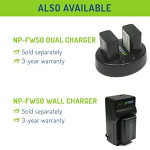 Wasabi Power NP-FW50 Camera Battery (2-Pack) for Sony ZV-E10, Alpha a5100, a6000, a6300, a6400, a6500, Alpha a7, a7 II, a7R, a7R II, a7S, a7S II, Cyber-Shot DSC-RX10 II, RX10 III, RX10 IV and More