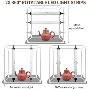 Lightbox, GLZ 32x32 Inch Photo Studio Light Box Shooting Tent Kit with Dimmable and Movable LED Lights, Carry Bag and 3 Color backdrops for Photoshoot (White Black Gold)