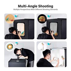 Lightbox, GLZ 32x32 Inch Photo Studio Light Box Shooting Tent Kit with Dimmable and Movable LED Lights, Carry Bag and 3 Color backdrops for Photoshoot (White Black Gold)