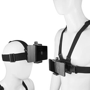 phone chest mount harness vest and head strap clip holder for pov/vlog, compatible with iphone,samsung,gopro hero,dji osmo,akaso and action cameras