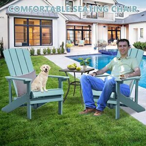 May in Color Plastic Adirondack Chair Outdoor Chair, Hips Weather Resistant Modern Fire Pit Patio Chair, Reclining Tall Large Plastic Adirondack Chair for Backyard,Garden,Pool,Beach,Deck. (2, Blue)