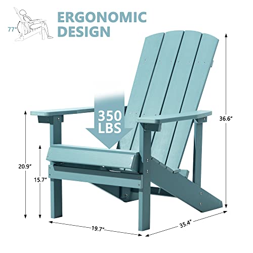 May in Color Plastic Adirondack Chair Outdoor Chair, Hips Weather Resistant Modern Fire Pit Patio Chair, Reclining Tall Large Plastic Adirondack Chair for Backyard,Garden,Pool,Beach,Deck. (2, Blue)