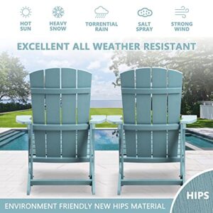 May in Color Plastic Adirondack Chair Outdoor Chair, Hips Weather Resistant Modern Fire Pit Patio Chair, Reclining Tall Large Plastic Adirondack Chair for Backyard,Garden,Pool,Beach,Deck. (2, Blue)