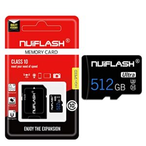 512GB Micro SD Card with Adapter Class10 microSDXC Memory Card for Android Smartphone,Security Digital Camera,Tablet and Drone