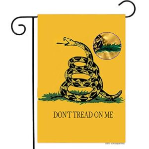 embroidered dont tread on me gadsden garden flag 12×18 double sided 100% heavy duty nylon 2ply tea party rattlesnake garden yard flags banner for outdoor decor,fade resistant,waterproof