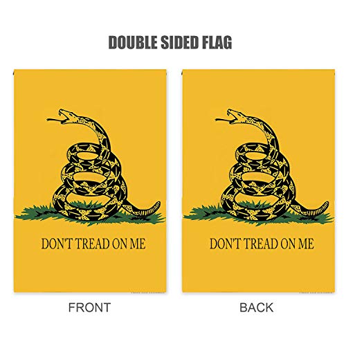 Embroidered Dont Tread on Me Gadsden Garden Flag 12x18 Double Sided 100% Heavy Duty Nylon 2ply Tea Party Rattlesnake Garden Yard Flags Banner for Outdoor Decor,Fade Resistant,Waterproof