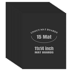 auear, black 11×14 uncut mat matte boards for picture framing, print, artwork – backing boards 1/16″ thick, 15 pack