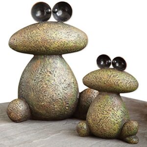 bits and pieces – two frogs garden sculptures for your garden, lawn or patio – waterproof garden décor set – frog statues – minimalistic design