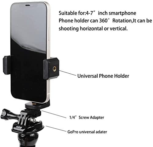 Jaws Flex Clamp Smartphone Mount with Adjustable Gooseneck（13 Sections） Compatible with iPhone Samsung,and GoPro Hero 9,8,7,6,5,4,, 3+, 2, 1, DJI Osmo Action Camera Mounts and Most Action Cameras