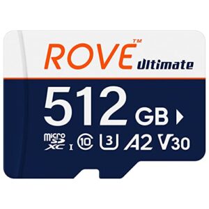 rove ultimate micro sd card microsdxc 512gb memory card with usb 3.2 type c card reader 170mb/s c10, u3, v30, 4k, a2 for dash cam, android smart phones, tablets, games