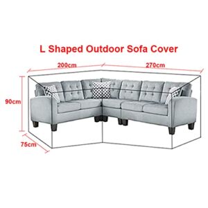 Silvotek L Shaped Garden Furniture Covers - Protective Cover for Corner Sofa with Durable Hem Cord, 210D L Shaped Outdoor Sofa Cover L Shaped Patio Couch Cover (L Shape 79"×106"×35.4")