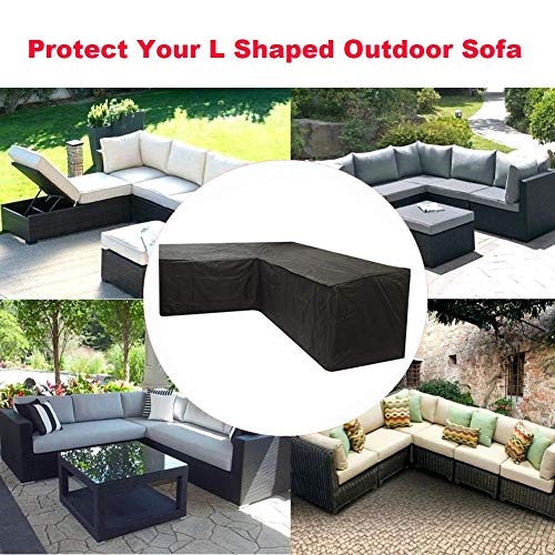 Silvotek L Shaped Garden Furniture Covers - Protective Cover for Corner Sofa with Durable Hem Cord, 210D L Shaped Outdoor Sofa Cover L Shaped Patio Couch Cover (L Shape 79"×106"×35.4")