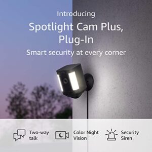 Introducing Ring Spotlight Cam Plus, Plug-in | Two-Way Talk, Color Night Vision, and Security Siren (2022 release) - Black