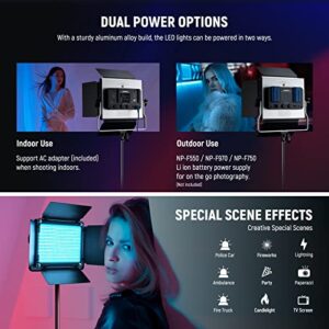 NEEWER Upgraded 660 PRO II RGB LED Video Light with App Control&Stand Kit, 2 Pack Constant 50W No Color Shift/1% Precise Min Dimming/360° RGB/CRI97+/3200K~5600K for Game Streaming YouTube Photography