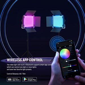 NEEWER Upgraded 660 PRO II RGB LED Video Light with App Control&Stand Kit, 2 Pack Constant 50W No Color Shift/1% Precise Min Dimming/360° RGB/CRI97+/3200K~5600K for Game Streaming YouTube Photography